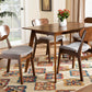 Baxton Studio Katya Mid-Century Modern Grey Fabric Upholstered and Walnut Brown Finished Wood 5-Piece Dining Set | Dining Sets | Modishstore