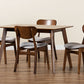 Baxton Studio Katya Mid-Century Modern Grey Fabric Upholstered and Walnut Brown Finished Wood 5-Piece Dining Set | Dining Sets | Modishstore - 2
