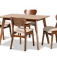 Baxton Studio Katya Mid-Century Modern Grey Fabric Upholstered and Walnut Brown Finished Wood 5-Piece Dining Set | Dining Sets | Modishstore - 11