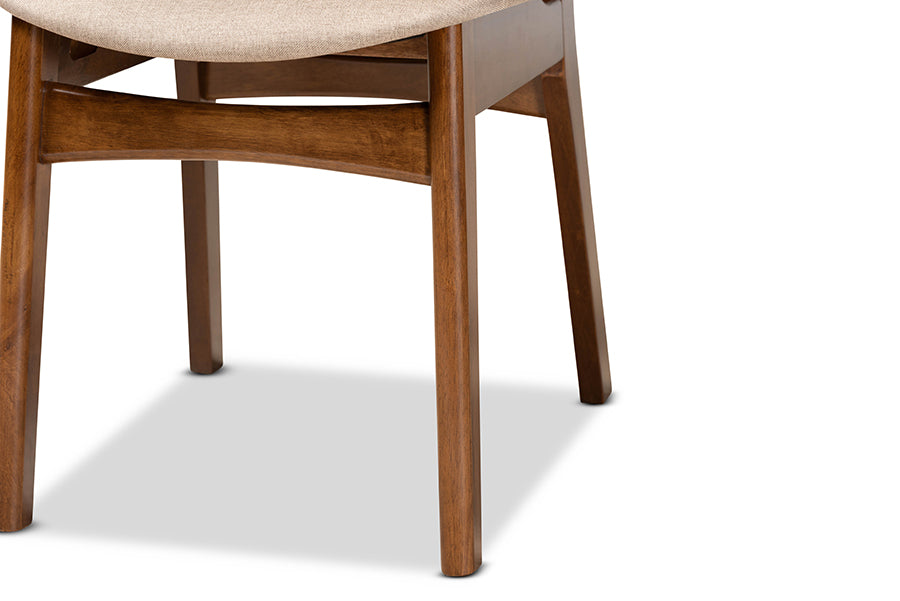 Baxton Studio Katya Mid-Century Modern Grey Fabric Upholstered and Walnut Brown Finished Wood 5-Piece Dining Set | Dining Sets | Modishstore - 15