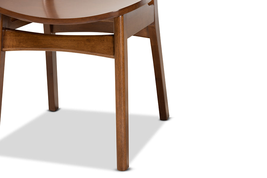 Baxton Studio Katya Mid-Century Modern Grey Fabric Upholstered and Walnut Brown Finished Wood 5-Piece Dining Set | Dining Sets | Modishstore - 23