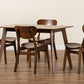 Baxton Studio Katya Mid-Century Modern Grey Fabric Upholstered and Walnut Brown Finished Wood 5-Piece Dining Set | Dining Sets | Modishstore - 18