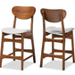 Baxton Studio Katya Mid-Century Modern Grey Fabric Upholstered and Walnut Brown Finished Wood 2-Piece Counter Stool Set | Counter Stools | Modishstore - 2
