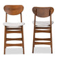 Baxton Studio Katya Mid-Century Modern Grey Fabric Upholstered and Walnut Brown Finished Wood 2-Piece Counter Stool Set | Counter Stools | Modishstore - 4