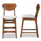 Baxton Studio Katya Mid-Century Modern Grey Fabric Upholstered and Walnut Brown Finished Wood 2-Piece Counter Stool Set | Counter Stools | Modishstore - 3