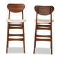 Baxton Studio Katya Mid-Century Modern Sand Fabric Upholstered and Walnut Brown Finished Wood 2-Piece Bar Stool Set | Bar Stools | Modishstore - 6