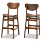 Baxton Studio Katya Mid-Century Modern Walnut Brown Finished Wood 2-Piece Bar Stool Set | Bar Stools | Modishstore - 2