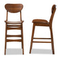 Baxton Studio Katya Mid-Century Modern Walnut Brown Finished Wood 2-Piece Bar Stool Set | Bar Stools | Modishstore - 5