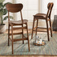 Baxton Studio Katya Mid-Century Modern Walnut Brown Finished Wood 2-Piece Bar Stool Set | Bar Stools | Modishstore