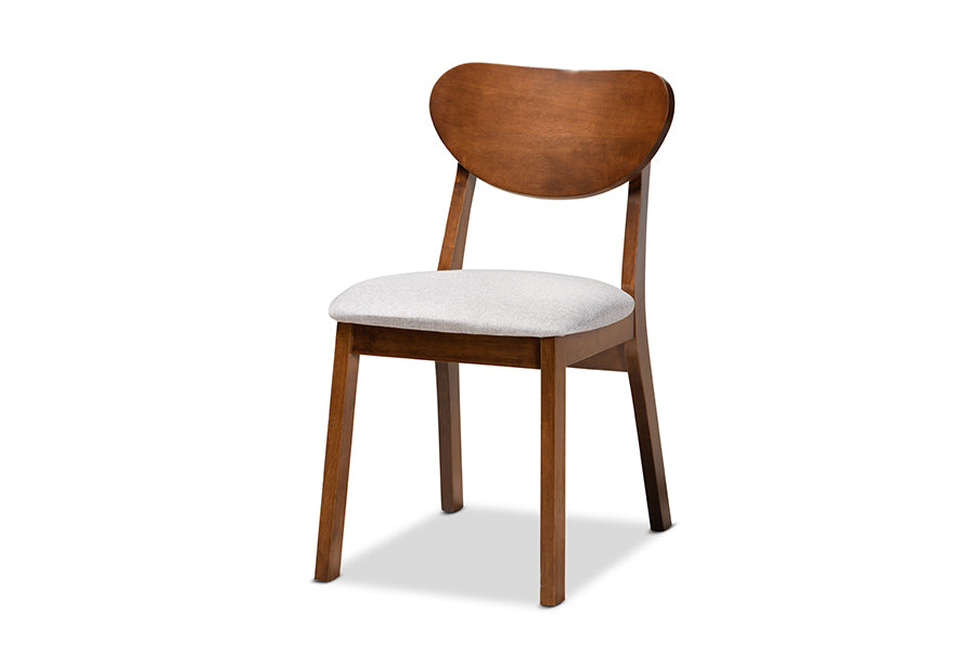 Baxton Studio Damara Mid-Century Modern Grey Fabric Upholstered and Walnut Brown Finished Wood 5-Piece Dining Set | Dining Sets | Modishstore - 8