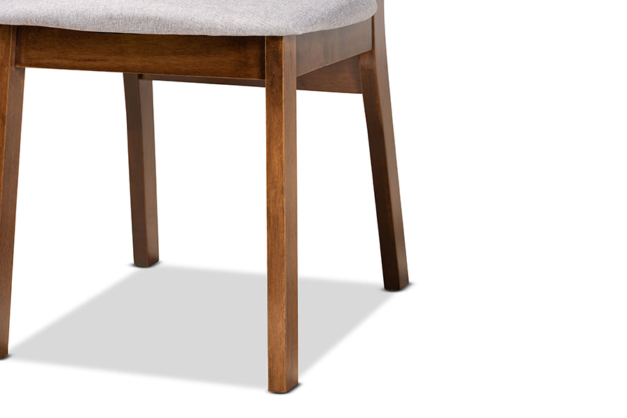 Baxton Studio Damara Mid-Century Modern Grey Fabric Upholstered and Walnut Brown Finished Wood 5-Piece Dining Set | Dining Sets | Modishstore - 7