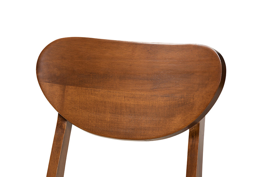 Baxton Studio Damara Mid-Century Modern Grey Fabric Upholstered and Walnut Brown Finished Wood 2-Piece Dining Chair Set | Dining Chairs | Modishstore - 2
