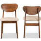 Baxton Studio Damara Mid-Century Modern Grey Fabric Upholstered and Walnut Brown Finished Wood 2-Piece Dining Chair Set | Dining Chairs | Modishstore - 10