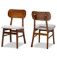 Baxton Studio Euclid Mid-Century Modern Grey Fabric Upholstered and Walnut Brown Finished Wood 2-Piece Dining Chair Set | Dining Chairs | Modishstore