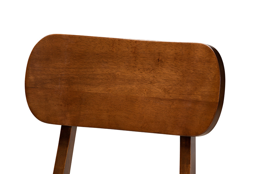 Baxton Studio Euclid Mid-Century Modern Grey Fabric Upholstered and Walnut Brown Finished Wood 5-Piece Dining Set | Dining Sets | Modishstore - 5