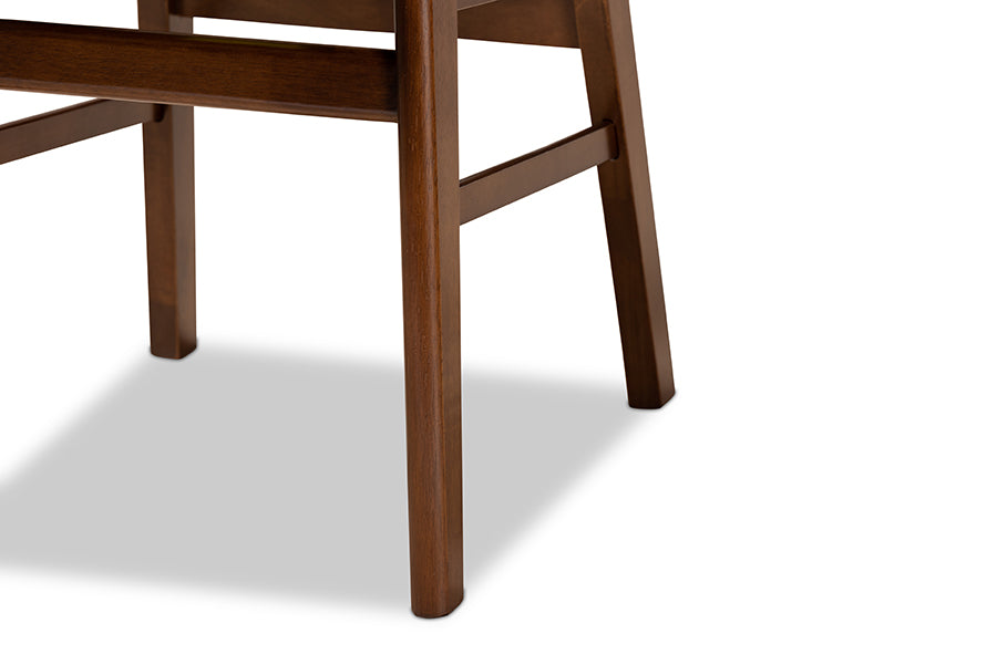 Baxton Studio Euclid Mid-Century Modern Grey Fabric Upholstered and Walnut Brown Finished Wood 5-Piece Dining Set | Dining Sets | Modishstore - 4