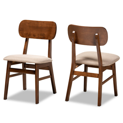 Baxton Studio Euclid Mid-Century Modern Grey Fabric Upholstered and Walnut Brown Finished Wood 2-Piece Dining Chair Set | Dining Chairs | Modishstore - 8