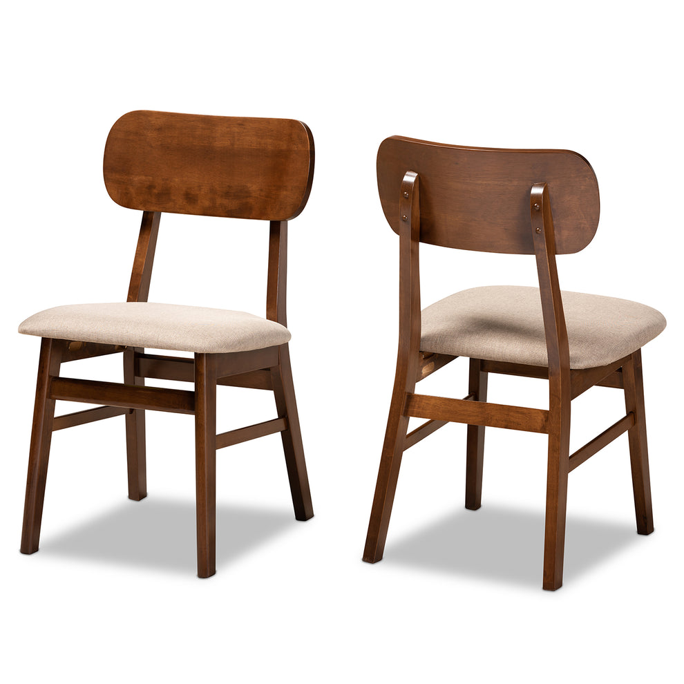 Baxton Studio Euclid Mid-Century Modern Grey Fabric Upholstered and Walnut Brown Finished Wood 2-Piece Dining Chair Set | Dining Chairs | Modishstore - 8