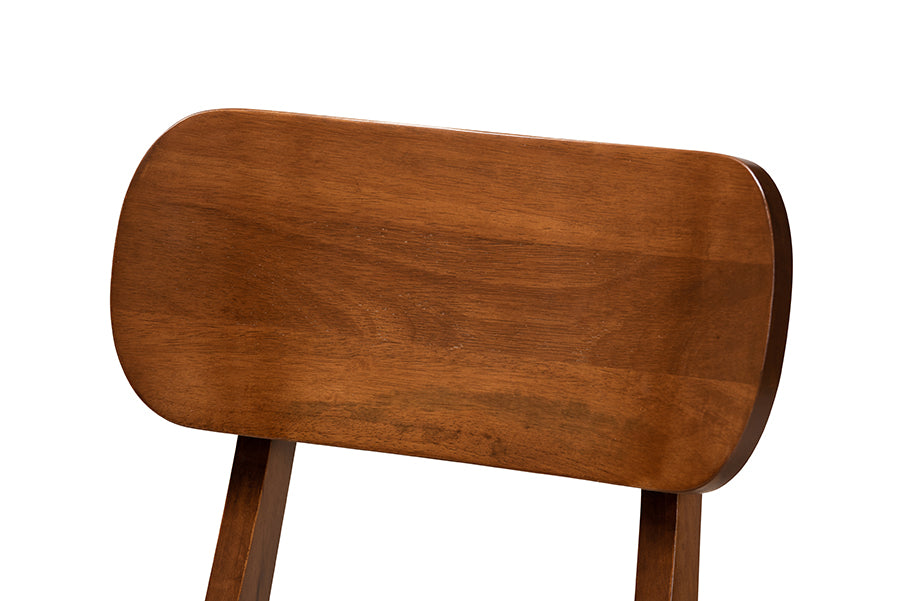 Baxton Studio Euclid Mid-Century Modern Grey Fabric Upholstered and Walnut Brown Finished Wood 5-Piece Dining Set | Dining Sets | Modishstore - 13