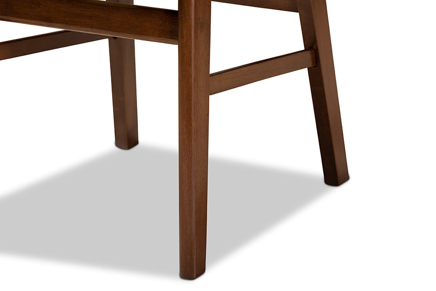 Baxton Studio Euclid Mid-Century Modern Grey Fabric Upholstered and Walnut Brown Finished Wood 5-Piece Dining Set | Dining Sets | Modishstore - 12