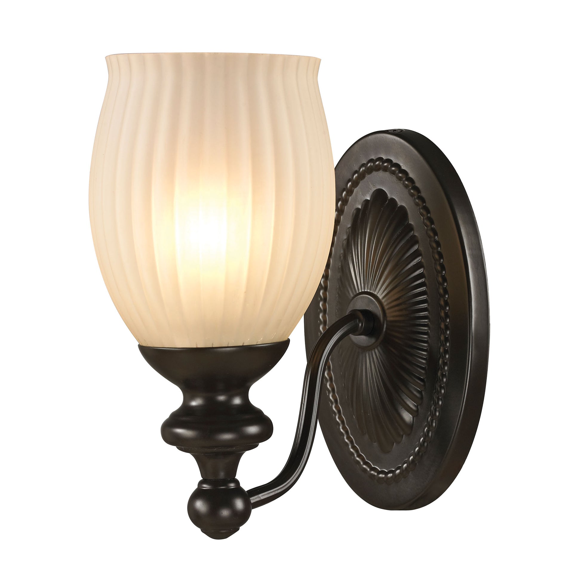 Park Ridge 1-Light Vanity Lamp in Oil Rubbed Bronze with Reeded Glass ELK Lighting | Vanity Light | Modishstore