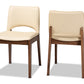 Baxton Studio Afton Mid-Century Modern Beige Faux Leather Upholstered and Walnut Brown Finished Wood 2-Piece Dining Chair Set | Modishstore | Dining Chairs - 4