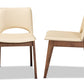 Baxton Studio Afton Mid-Century Modern Beige Faux Leather Upholstered and Walnut Brown Finished Wood 2-Piece Dining Chair Set | Modishstore | Dining Chairs - 2