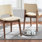 Baxton Studio Afton Mid-Century Modern Beige Faux Leather Upholstered and Walnut Brown Finished Wood 2-Piece Dining Chair Set | Modishstore | Dining Chairs
