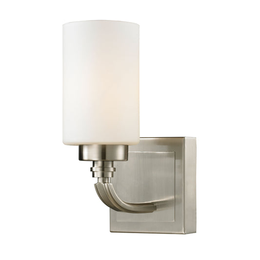 Dawson 1-Light Vanity Lamp in Brushed Nickel with White Glass ELK Lighting | Vanity Light | Modishstore