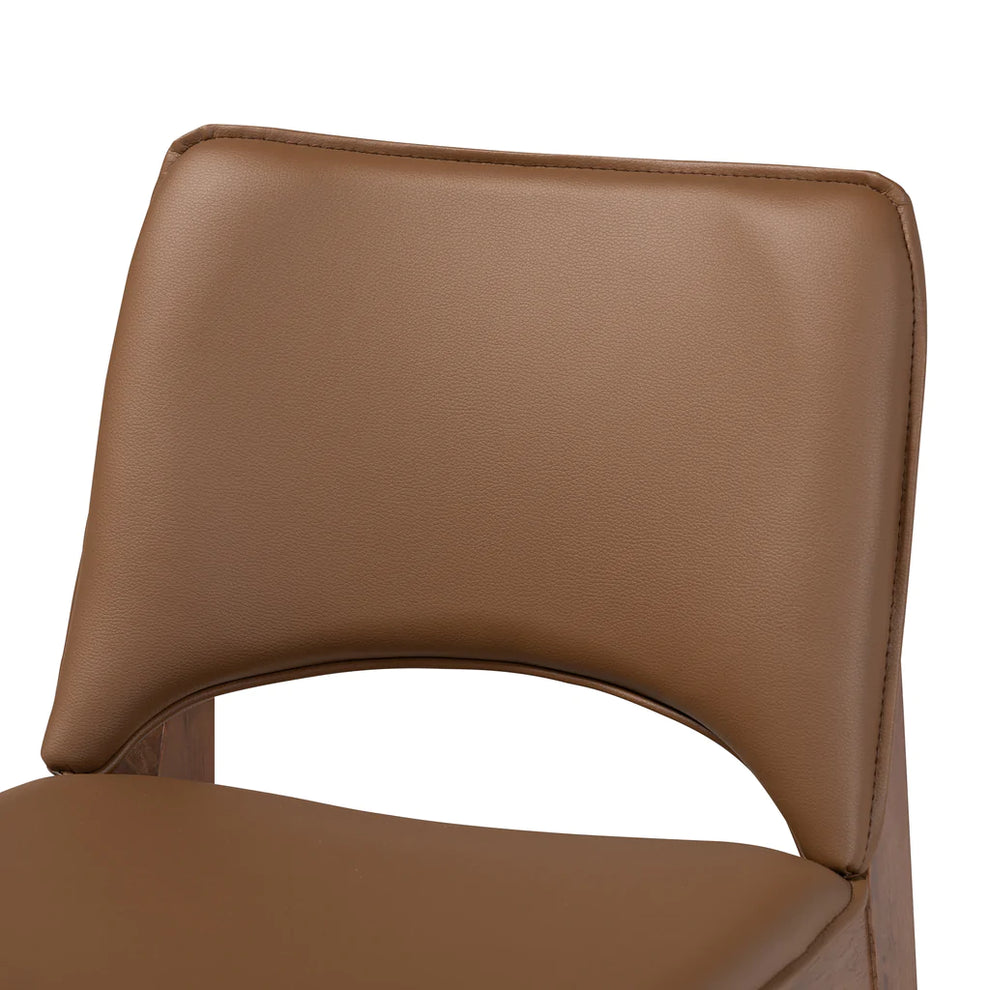 Baxton Studio Afton Mid-Century Modern Brown Faux Leather Upholstered and Walnut Brown Finished Wood 2-Piece Dining Chair Set | Dining Chairs | Modishstore - 5