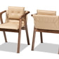 Baxton Studio Marcena Mid-Century Modern Beige Imitation Leather Upholstered and Walnut Brown Finished Wood 2-Piece Dining Chair Set | Modishstore | Dining Chairs - 4