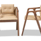 Baxton Studio Marcena Mid-Century Modern Beige Imitation Leather Upholstered and Walnut Brown Finished Wood 2-Piece Dining Chair Set | Modishstore | Dining Chairs - 2