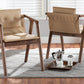 Baxton Studio Marcena Mid-Century Modern Beige Imitation Leather Upholstered and Walnut Brown Finished Wood 2-Piece Dining Chair Set | Modishstore | Dining Chairs