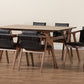 Baxton Studio Marcena Mid-Century Modern Black Imitation Leather Upholstered and Walnut Brown Finished Wood 7-Piece Dining Set | Dining Sets | Modishstore - 3