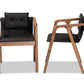 Baxton Studio Marcena Mid-Century Modern Black Imitation Leather Upholstered and Walnut Brown Finished Wood 2-Piece Dining Chair Set | Modishstore | Dining Chairs - 2