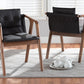 Baxton Studio Marcena Mid-Century Modern Black Imitation Leather Upholstered and Walnut Brown Finished Wood 2-Piece Dining Chair Set | Modishstore | Dining Chairs