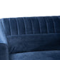 Baxton Studio Morton Mid-Century Modern Contemporary Navy Blue Velvet Fabric Upholstered and Dark Brown Finished Wood Sectional Sofa with Right Facing Chaise | Sofas | Modishstore - 5