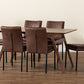 Baxton Studio Gerard Modern and Contemporary Distressed Brown Fabric Upholstered and Black Finished Metal with Walnut Brown Finished Wood 7-Piece Dining Set | Dining Sets | Modishstore - 3