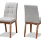 Baxton Studio Tara Mid-Century Modern Transitional Light Grey Fabric Upholstered and Walnut Brown Finished Wood 2-Piece Dining Chair Set | Modishstore | Dining Chairs - 4