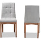 Baxton Studio Tara Mid-Century Modern Transitional Light Grey Fabric Upholstered and Walnut Brown Finished Wood 2-Piece Dining Chair Set | Modishstore | Dining Chairs - 3