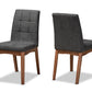 Baxton Studio Tara Mid-Century Modern Transitional Dark Grey Fabric Upholstered and Walnut Brown Finished Wood 2-Piece Dining Chair Set | Modishstore | Dining Chairs - 4