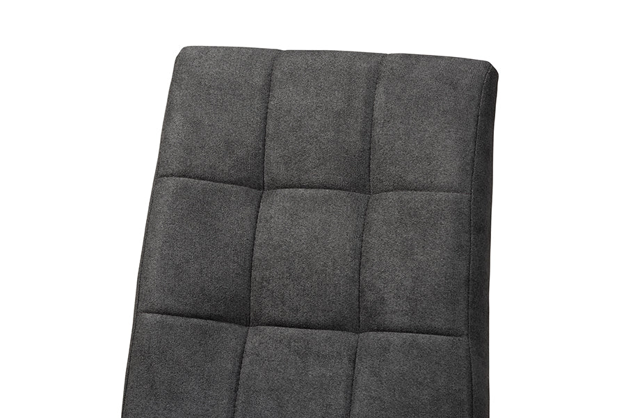Baxton Studio Tara Mid-Century Modern Dark Grey Fabric Upholstered and Walnut Brown Finished Wood 7-Piece Dining Set | Dining Sets | Modishstore - 7