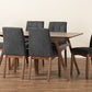 Baxton Studio Tara Mid-Century Modern Dark Grey Fabric Upholstered and Walnut Brown Finished Wood 7-Piece Dining Set | Dining Sets | Modishstore - 3
