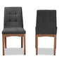 Baxton Studio Tara Mid-Century Modern Transitional Dark Grey Fabric Upholstered and Walnut Brown Finished Wood 2-Piece Dining Chair Set | Modishstore | Dining Chairs - 3