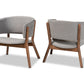 baxton studio baron mid century modern light grey fabric upholstered and walnut brown finished wood 2 piece living room accent chair set | Modish Furniture Store-2