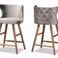 baxton studio sagira modern and contemporary transitional grey velvet fabric upholstered and walnut brown finished wood 2 piece counter stool set | Modish Furniture Store-2