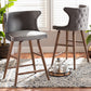 Baxton Studio Sagira Modern and Contemporary Transitional Grey Velvet Fabric Upholstered and Walnut Brown Finished Wood 2-Piece Counter Stool Set | Modishstore | Counter Stools