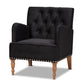 baxton studio eri contemporary glam and luxe black velvet upholstered and walnut brown finished wood armchair | Modish Furniture Store-2