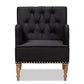 baxton studio eri contemporary glam and luxe black velvet upholstered and walnut brown finished wood armchair | Modish Furniture Store-3