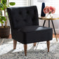 Baxton Studio Harmon Modern and Contemporary Transitional Black Velvet Fabric Upholstered and Walnut Brown Finished Wood Accent Chair | Modishstore | Accent Chairs